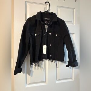 Express Black Frayed Hem Jacket